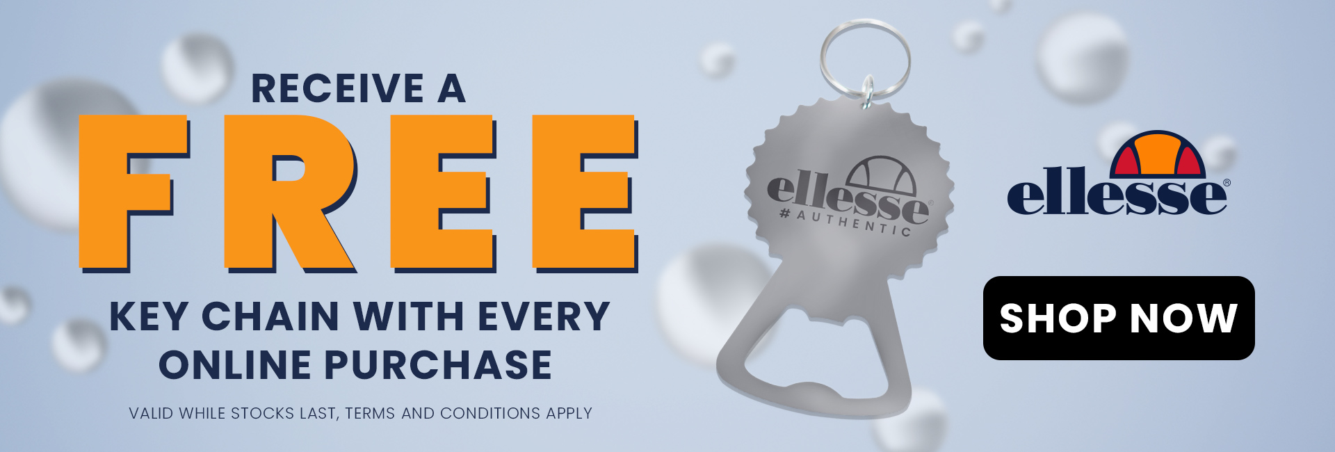 MFree Keychain Promo - Get a keychain with every online purchase at ellesse.co.za (while supplies last)